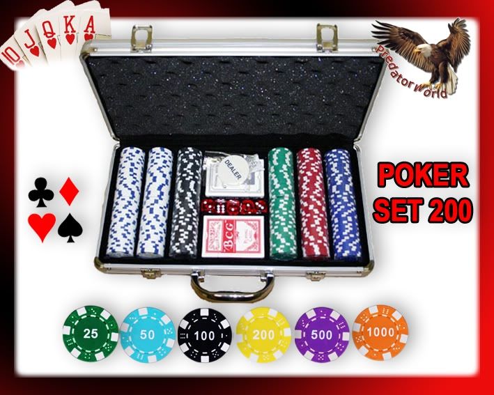 POKER FICHES SET 200 PEZZI CHIPS IN METALLO CON PRINT NUMERO INCISO